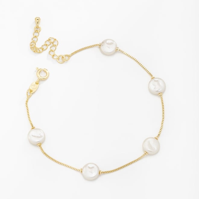 PU-00502 PULSEIRA BANHADA A OURO 18K COM CORRENTE VENEZIANA E PÉROLAS