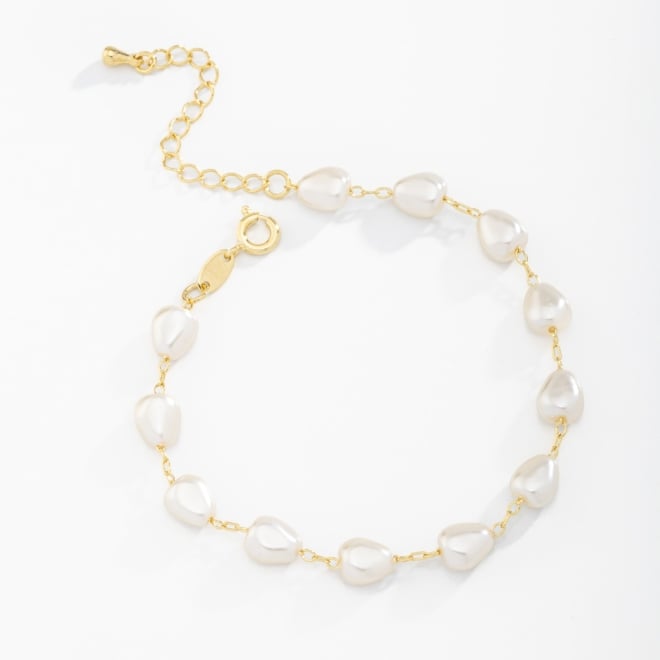 PU-00503 PULSEIRA COM PÉROLAS EM FORMATO DE CORAÇÃO