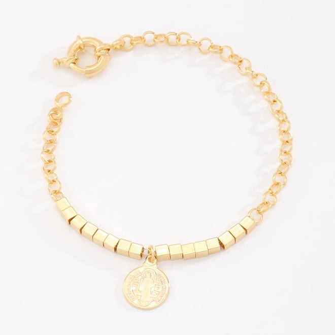PU-00517 PULSEIRA COM ELOS E DETALHES EM CUBOS