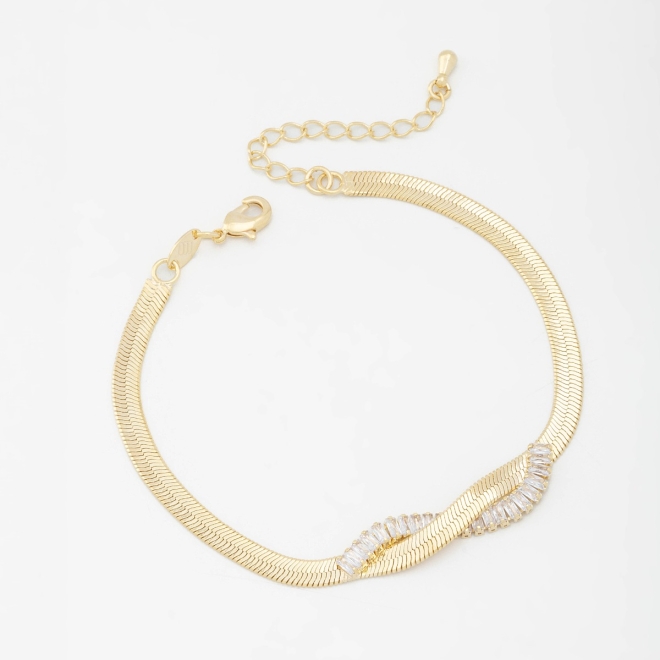 PU-00523 PULSEIRA COM DESIGN TORCIDO E DETALHES EM ZIRCÔNIAS