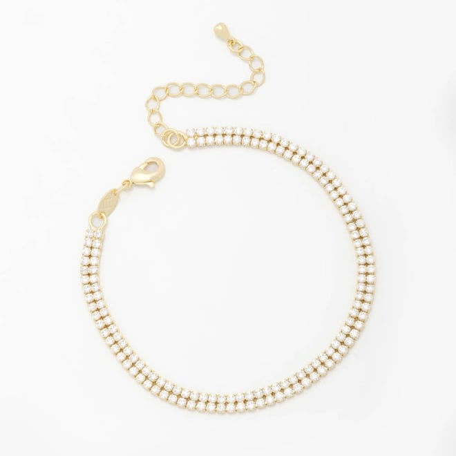 PU-00526 PULSEIRA BANHADA A OURO 18K COM DESIGN TIPO RIVIERA
