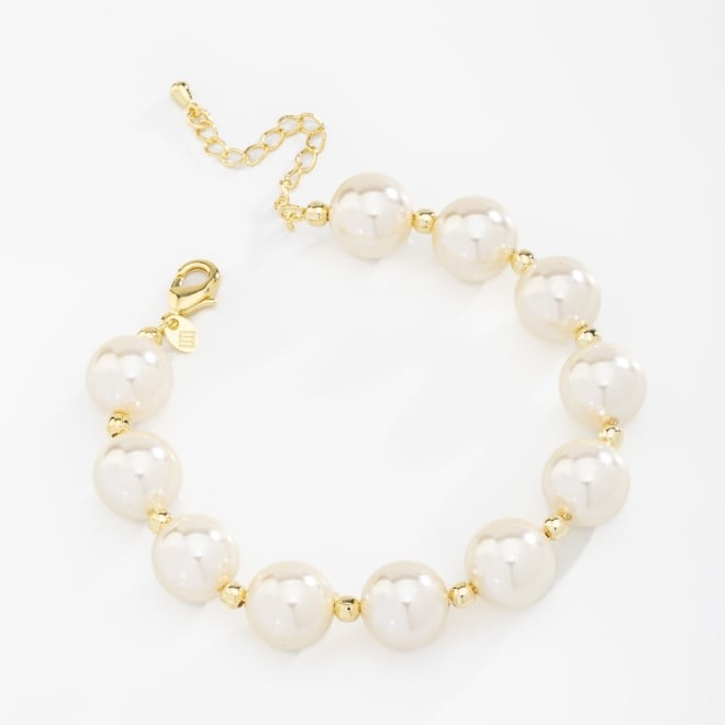 PU-00535 PULSEIRA BANHADA A OURO 18K COM P&Eacute;ROLAS CL&Aacute;SSICAS E DETALHES EM ESFERAS POLIDAS