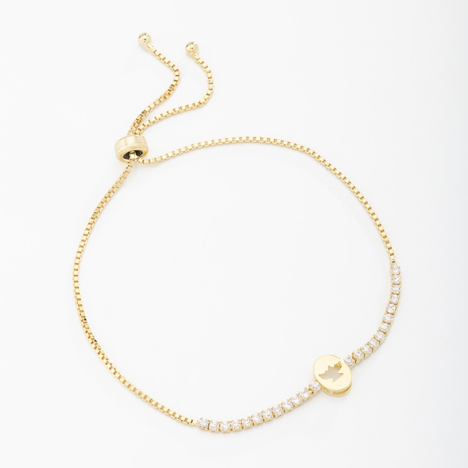 PU-00601 PULSEIRA BANHADA A OURO 18K COM DETALHES EM ZIRC&Ocirc;NIA DO ESP&Iacute;RITO SANTO