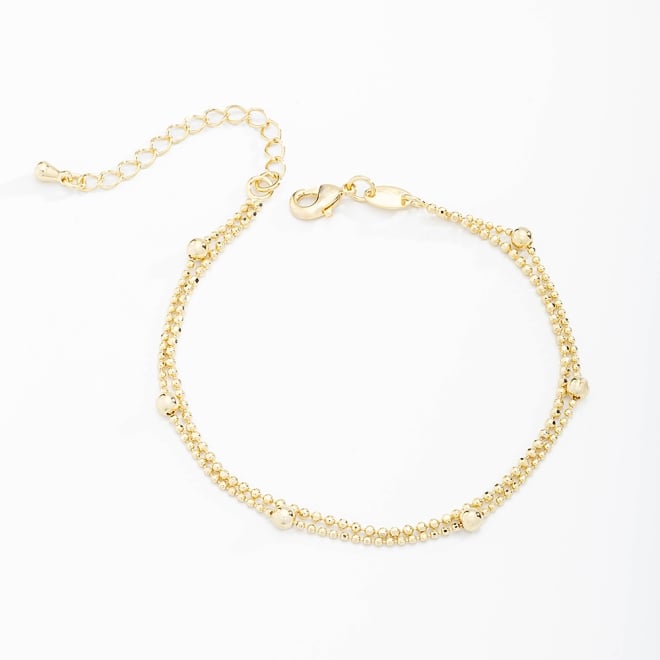 PU-00602 PULSEIRA BANHADA A OURO 18K COM DUPLA FILEIRA DE ESFERAS
