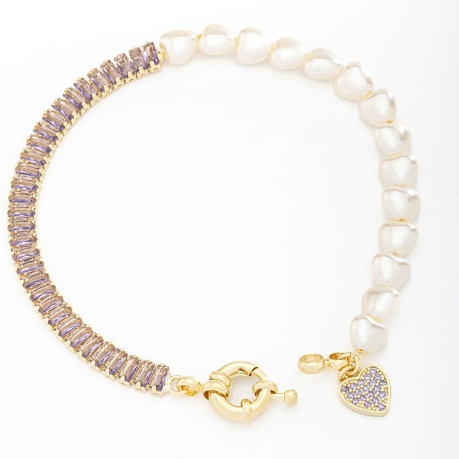 PU-00639 PULSEIRA COM CORAÇÃO E DETALHES EM PÉROLAS