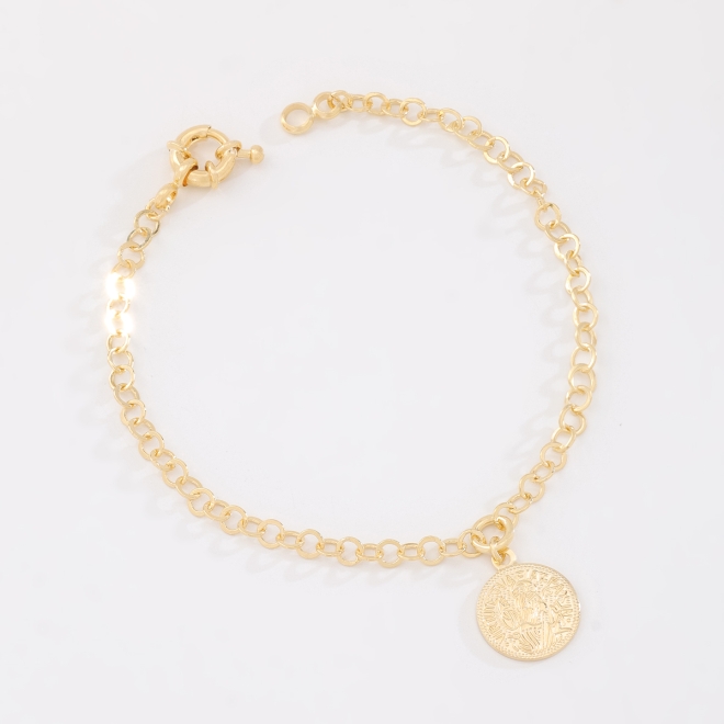 PU-00654 PULSEIRA MEDALHA DE SÃO BENTO E CORRENTE DE ELOS