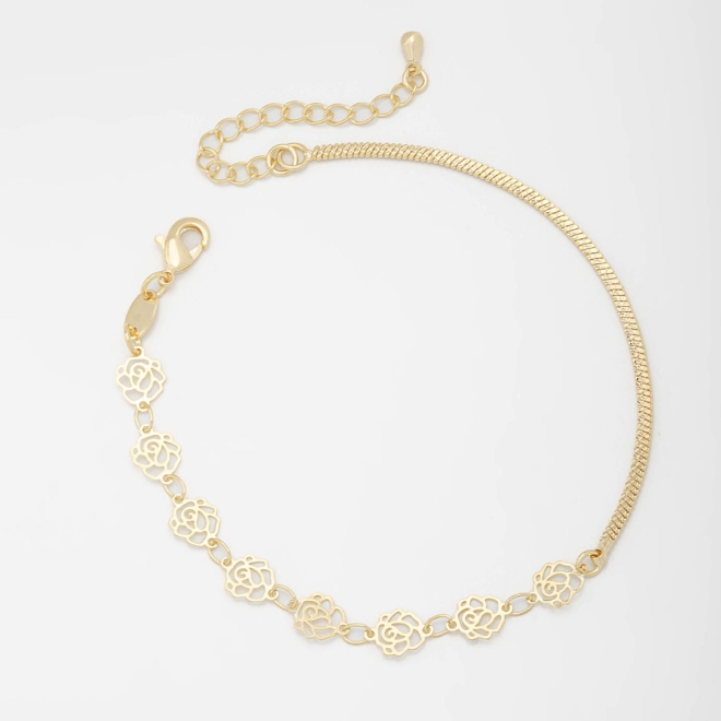 PU-00670 PULSEIRA COM DETALHES EM FORMATO DE ROSAS