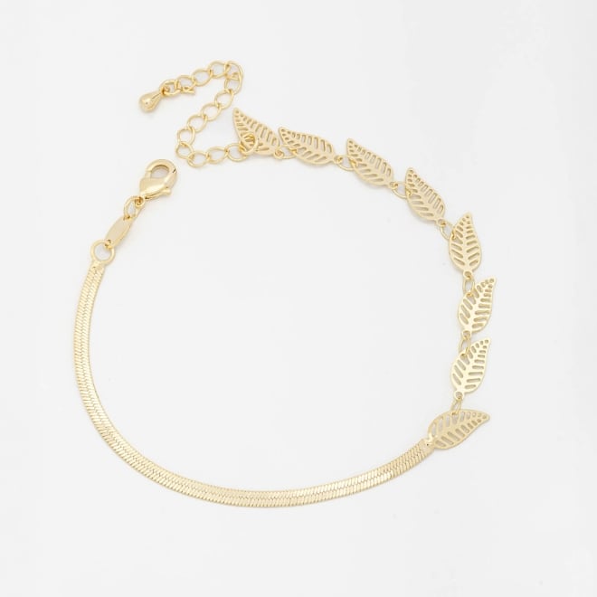PU-00671 PULSEIRA COM DETALHES EM CORRENTE E FOLHAS VAZADAS