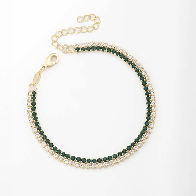PU-00677 PULSEIRA RIVIERA COM DUAS FILEIRAS DE PEDRAS CRAVEJADAS