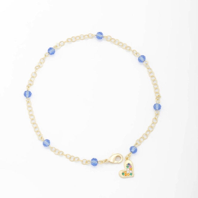 PU-00682 PULSEIRA COM DETALHES DE PEDRAS E PINGENTE DE CORAÇÃO EM ZIRCÔNIAS COLORIDAS