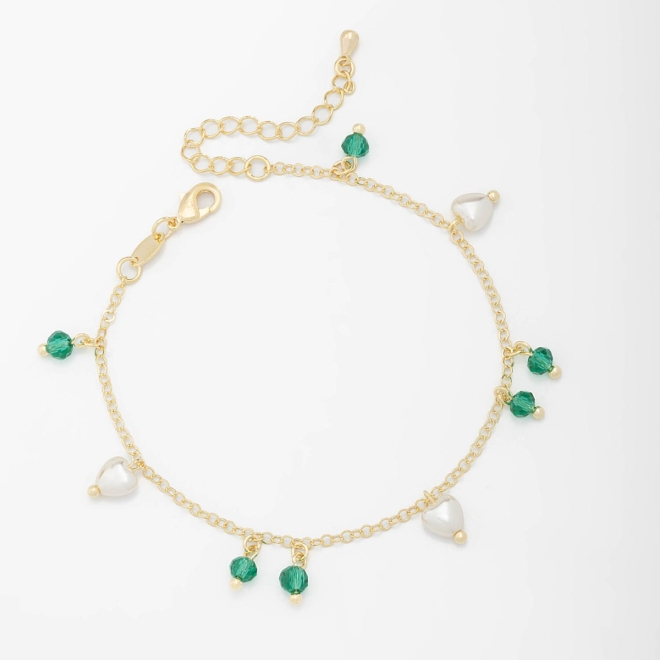 PU-00689 PULSEIRA COM DETALHES EM PÉROLAS E CRISTAIS COLORIDOS