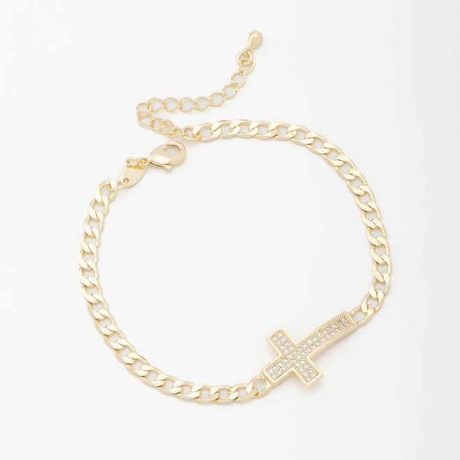 PU-00705 PULSEIRA COM DETALHE DE CRUZ EM ZIRCÔNIAS