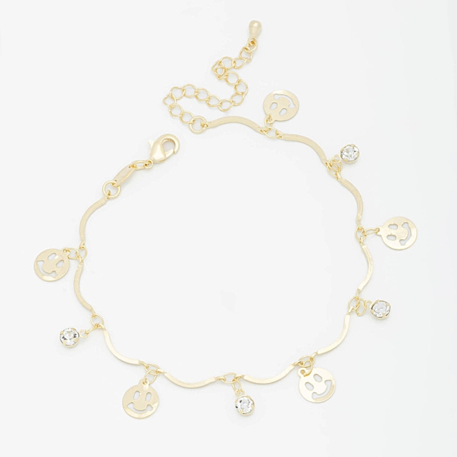 PU-00717 PULSEIRA COM PINGENTES DE SMILE E DETALHES EM ZIRCÔNIA