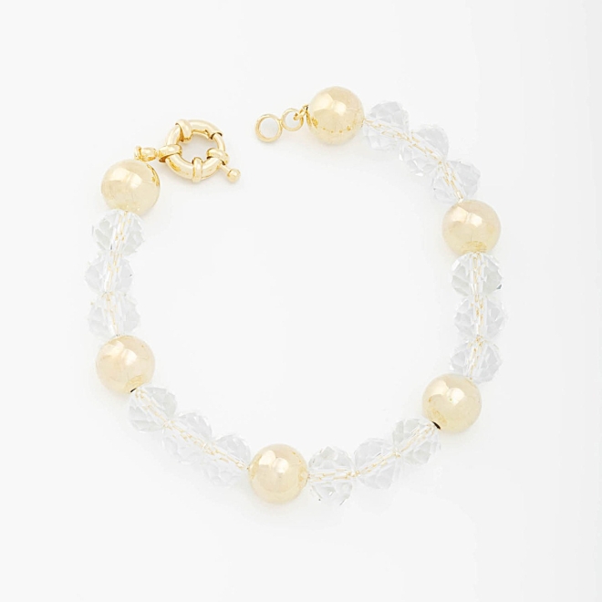 PU-00729 PULSEIRA COM ESFERAS E DETALHES EM CRISTAIS 