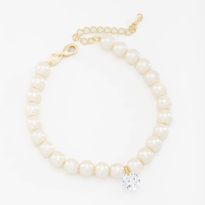 PU-00777 PULSEIRA EM PÉROLAS E ZIRCÔNIA