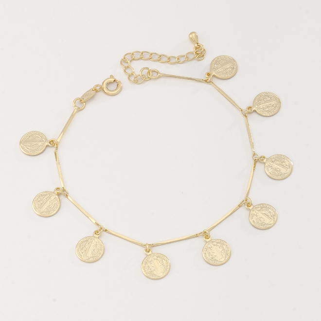 PU-00781 PULSEIRA COM PINGENTES DE MEDALHAS RELIGIOSAS