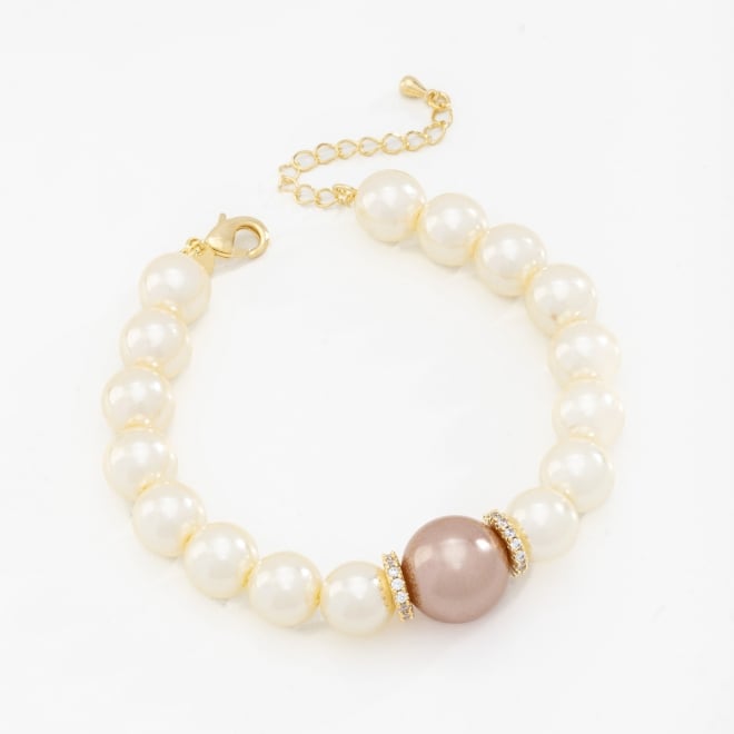PU-00785 PULSEIRA  COM PÉROLAS, ESFERA ACETINADA