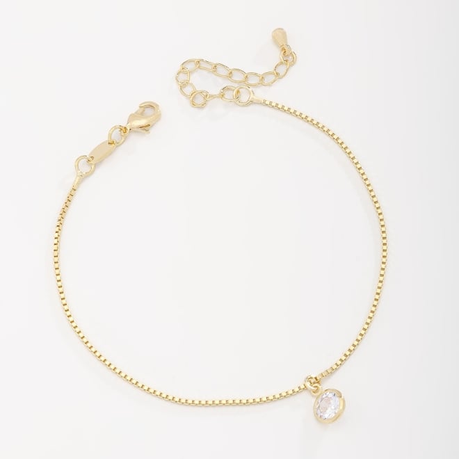 PU-00794 PULSEIRA BANHADA A OURO 18K COM VENEZIANA E PINGENTE EM ZIRCÔNIA