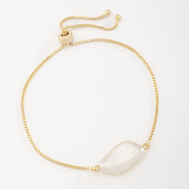 PU-00798 PULSEIRA BANHADA A OURO 18K REGUL&Aacute;VEL COM P&Eacute;ROLA BARROCA