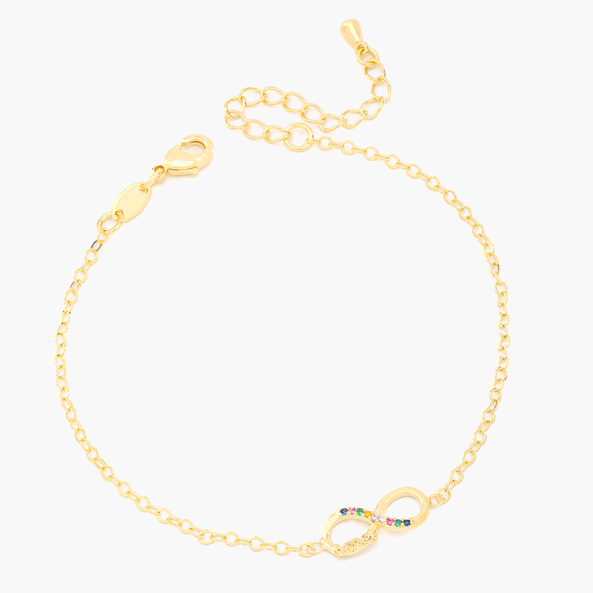PU-00817 PULSEIRA BANHADA A OURO 18K COM PINGENTE EM FORMATO DE INFINITO