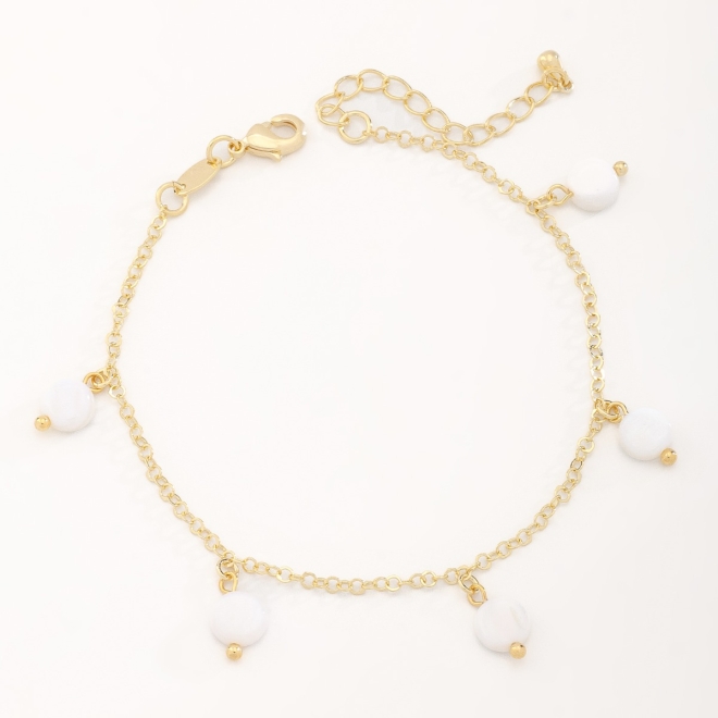 PU-00826 PULSEIRA COM PINGENTES EM PEDRA NATURAL BRANCA