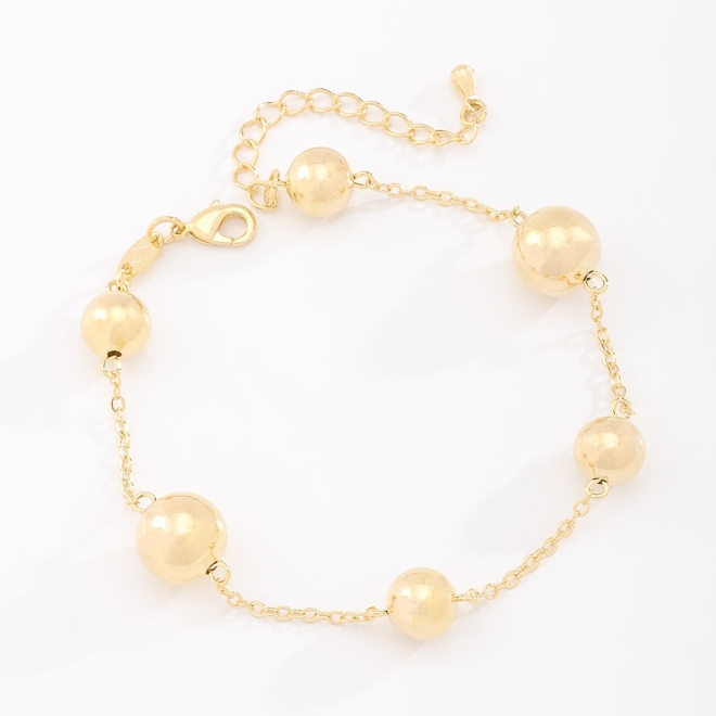 PU-00858 PULSEIRA COM BOLAS POLIDAS INTERCALADAS NA CORRENTE