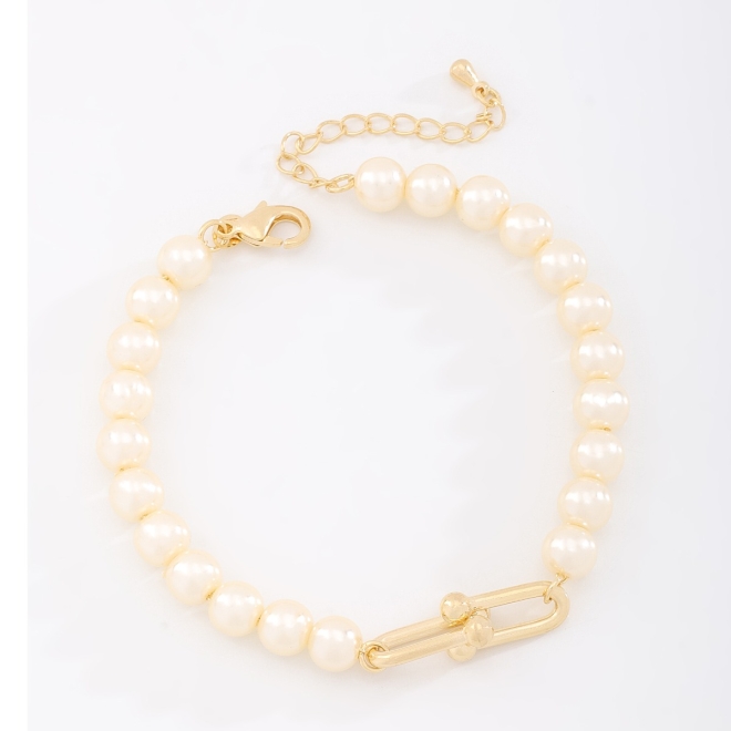 PU-00870 PULSEIRA COM DETALHES EM PÉROLAS E FECHO EM DESIGN EXCLUSIVO