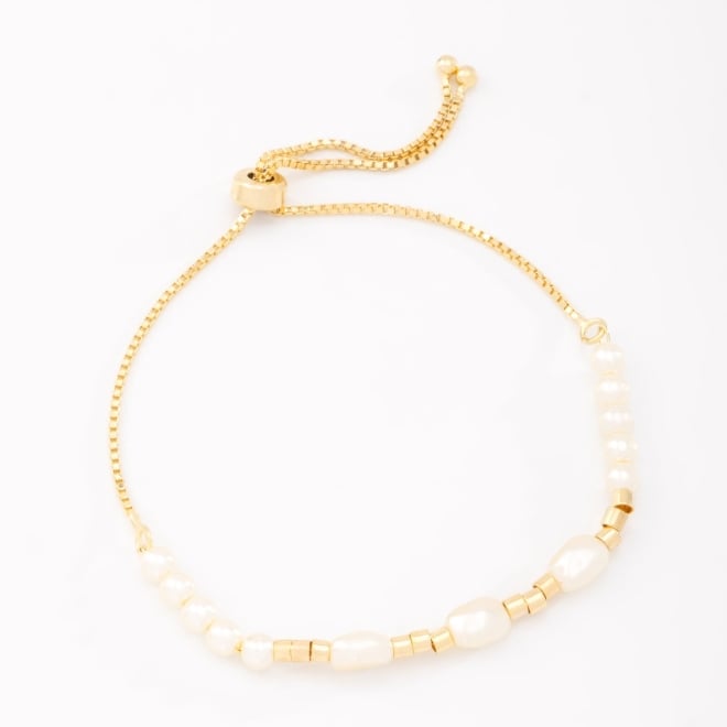 PU-00885 PULSEIRA BANHADA A OURO 18K REGUL&Aacute;VEL COM P&Eacute;ROLAS E DETALHES EM CANUTILHO