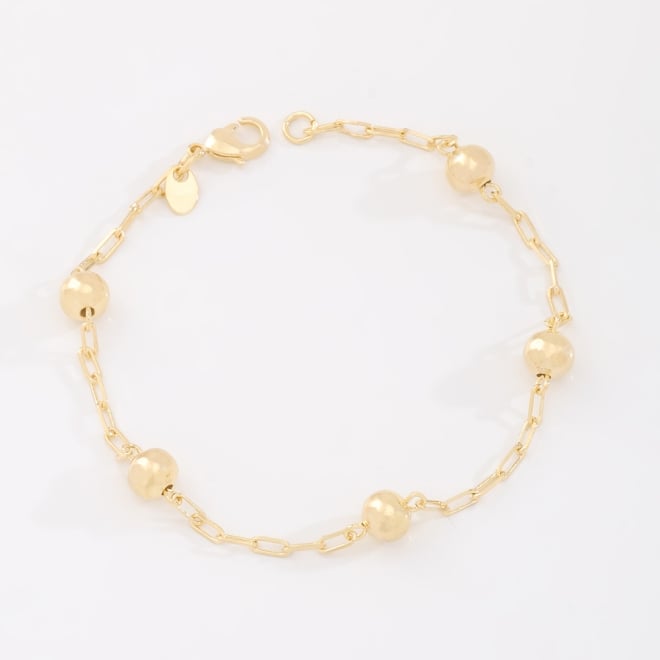 PU-00975 PULSEIRA BANHADA A OURO 18K COM ESFERAS E ELOS ALONGADOS