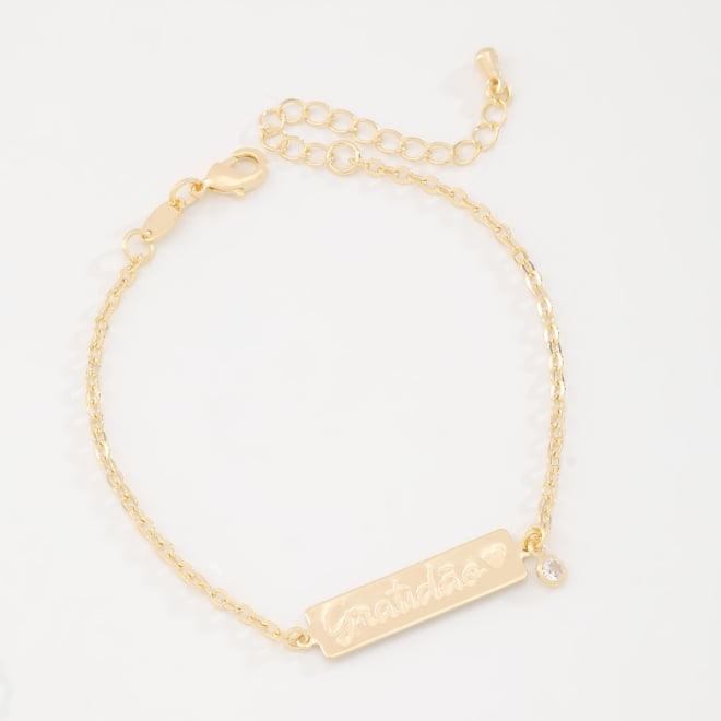 PU-00982 PULSEIRA BANHADA A OURO 18K COM PLAQUINHA GRATIDÃO E PONTO DE LUZ.