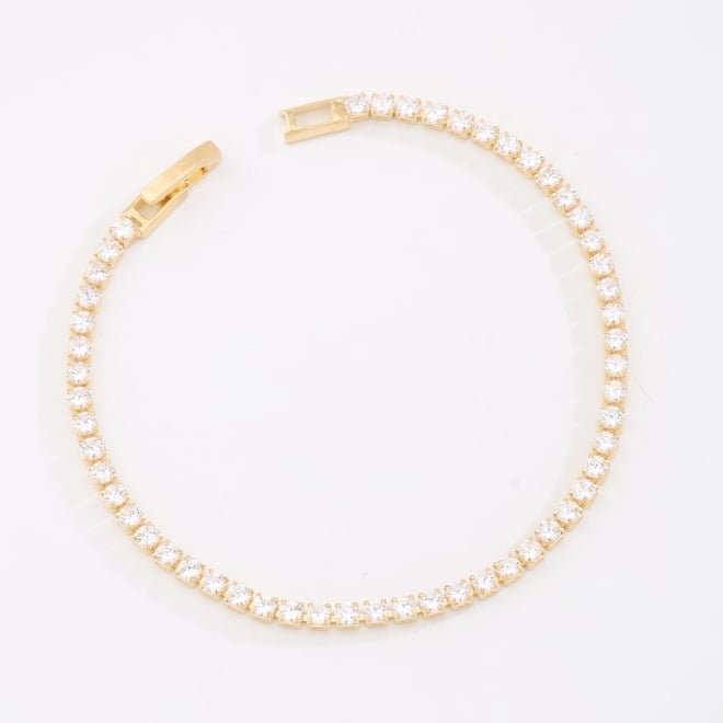 PU-00989 PULSEIRA BANHADA A OURO 18K RIVIERA COM ZIRCÔNIA