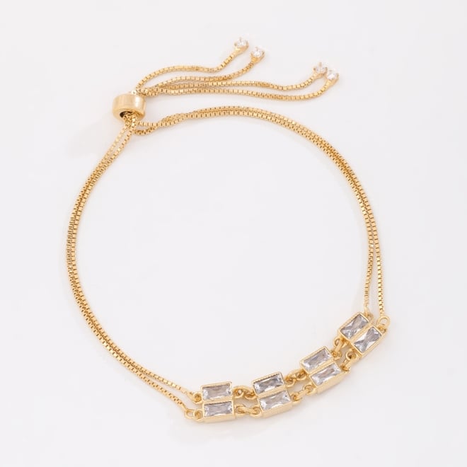 PU-01013 PULSEIRA COM ZIRCÔNIAS EM FORMATO BAGUETE E FECHO REGULÁVEL
