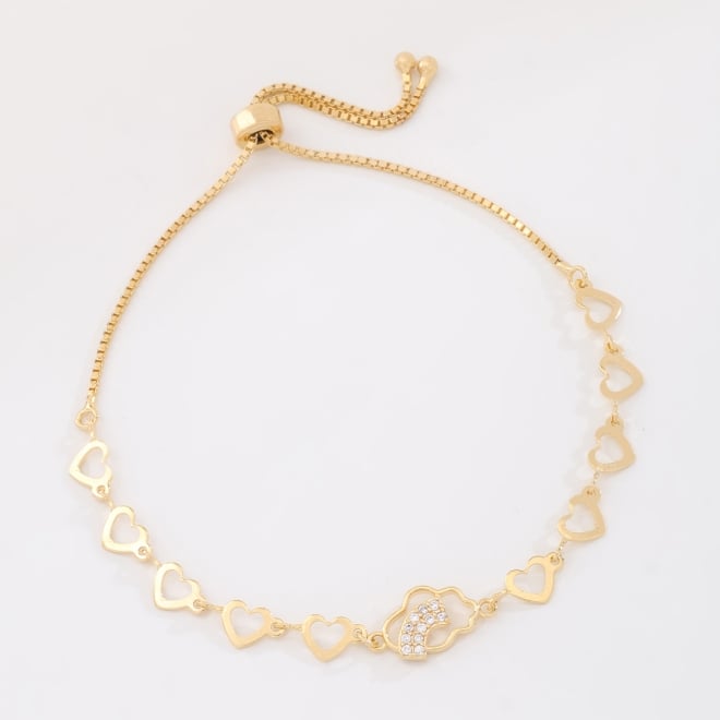 PU-01014 PULSEIRA COM ELOS EM ORA&Ccedil;&Atilde;O E PINGENTE EM FORMATO DE NUVEM COM DETALHES DE ARCO-&Iacute;RIS