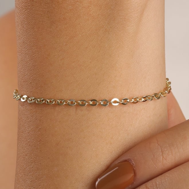 PU-01030 -PULSEIRA BANHADA A OURO 18K COM CORRENTE ELO PORTUGUÊS