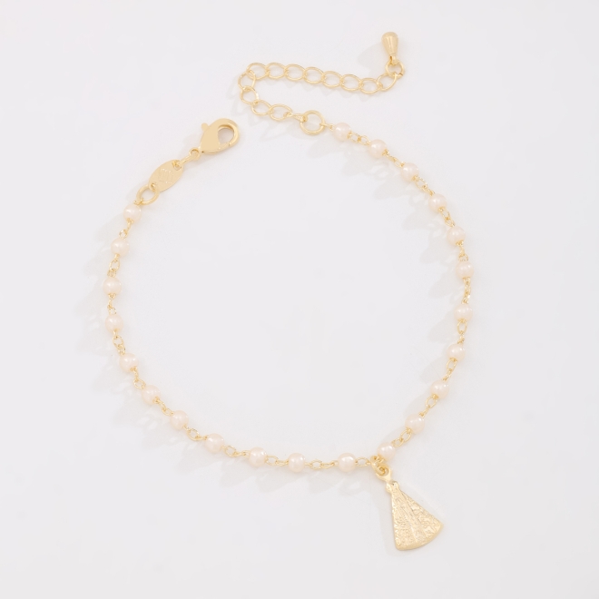 PU-01044 PULSEIRA COM PÉROLAS E PINGENTE DE NOSSA SENHORA APARECIDA