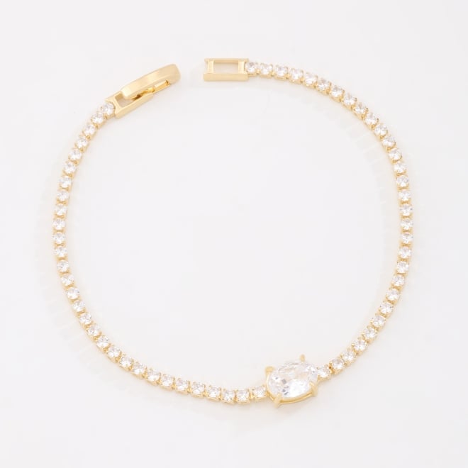PU-01049 PULSEIRA RIVIERA COM ZIRC&Ocirc;NIAS CRAVEJADAS E DETALHE CENTRAL EM GOTA