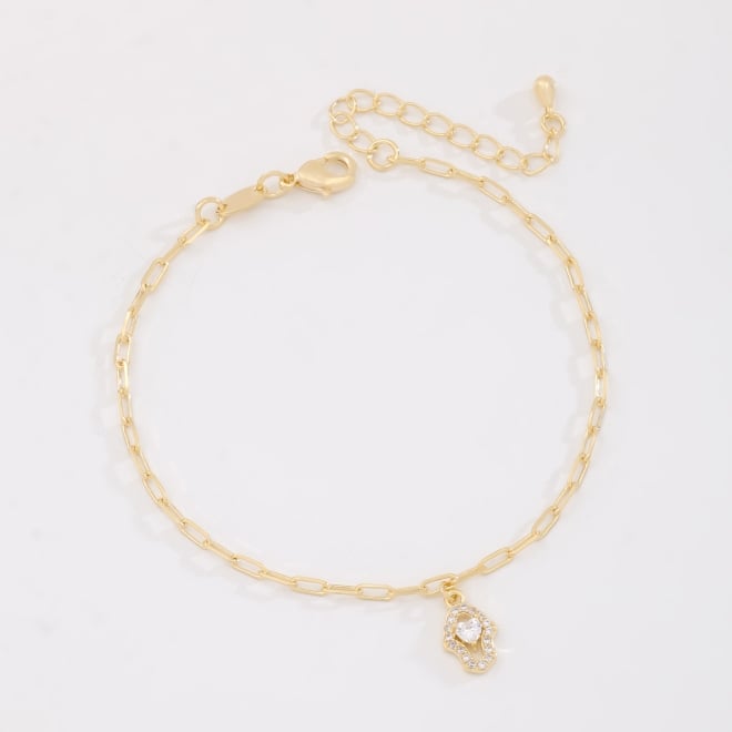 PU-01068-PULSEIRA ELOS COM PINGENTE MÃO DE FÁTIMA