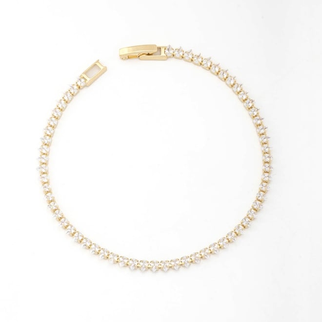 PX-0007 PULSEIRA BANHADA A OURO 18K COM FILEIRA DE ZIRC&Ocirc;NIAS