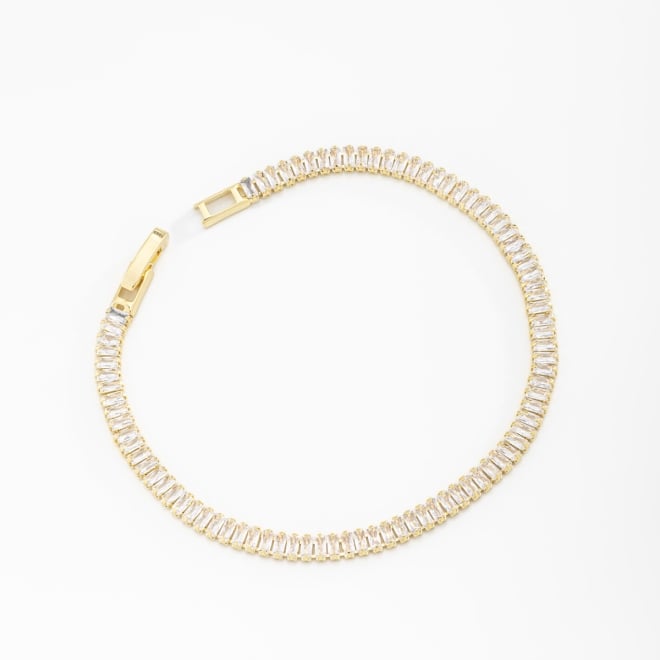 PX-0009 PULSEIRA BANHADA A OURO 18K COM ZIRCÔNIAS BAGUETE CRAVEJADAS