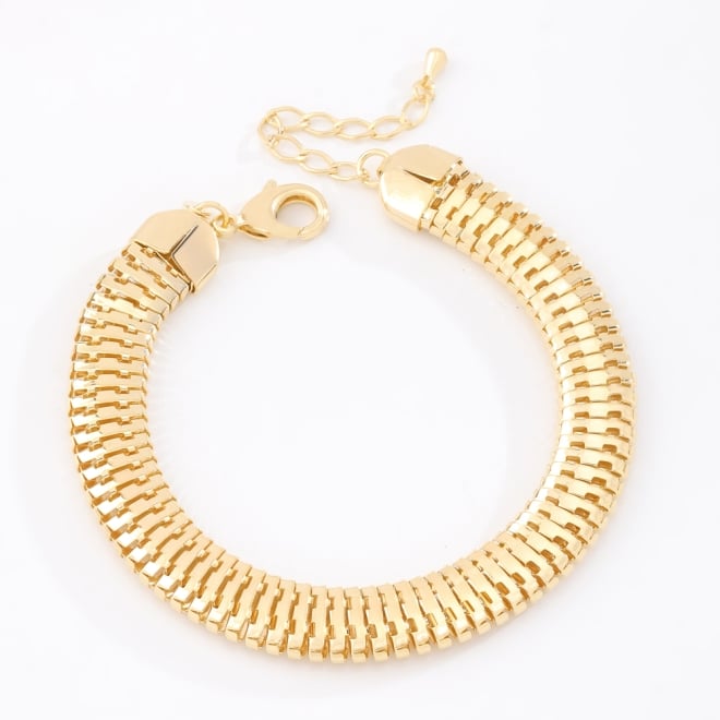 PX-0088 PULSEIRA BANHADA A OURO 18K COM DESIGN ESTRUTURADO EM ELOS ARTICULADOS