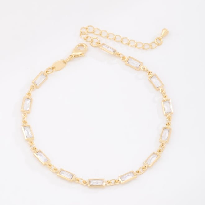 PX-0123 PULSEIRA BANHADA A OURO 18K COM ZIRCÔNIAS RETANGULARES