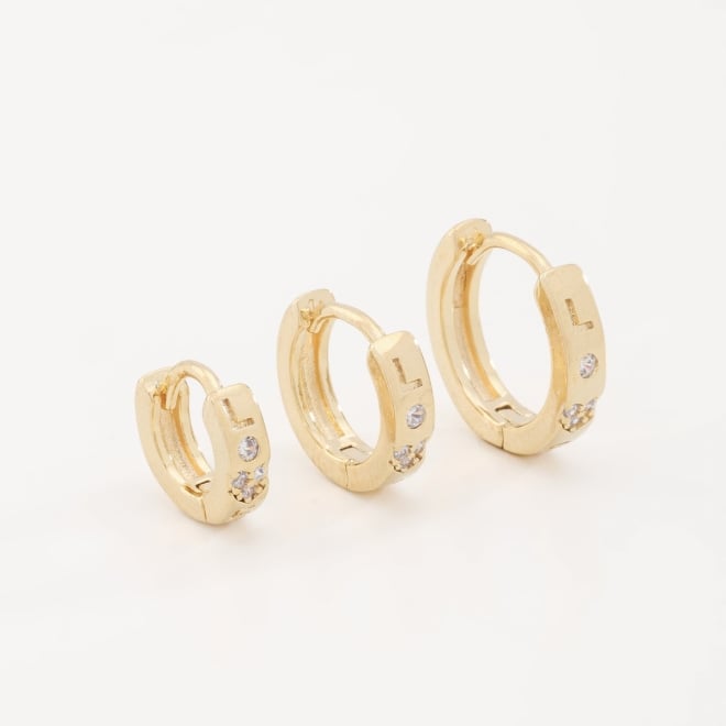 TAC-0044 TRIO DE ARGOLA COM ESCRITA LOVE E DETALHES EM ZIRCÔNIAS