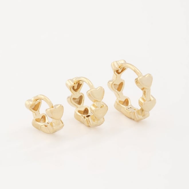 TAC-0063 TRIO DE ARGOLA COM CORAÇÕES LISOS