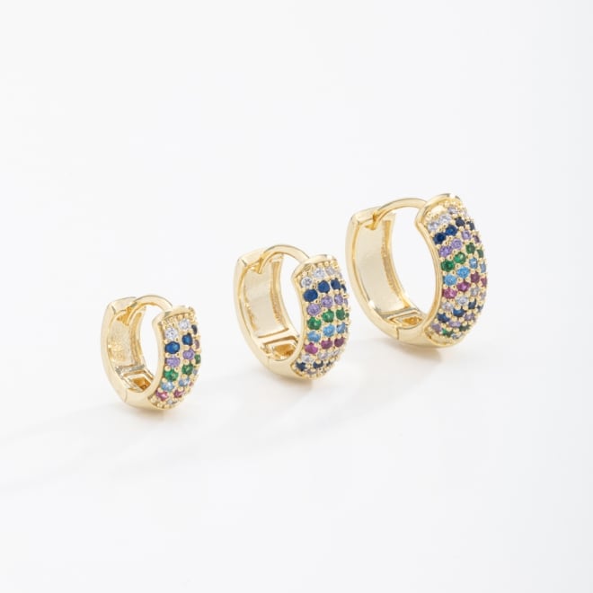 TAC-0097 TRIO DE ARGOLA CRAVEJAÇÃO EM ZIRCÔNIAS COLORIDAS