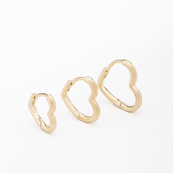TAC-0101 TRIO DE BRINCOS BANHADOS A OURO 18K DE CORAÇÃO 