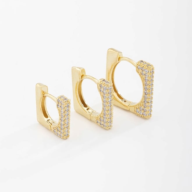 TAC-0121 TRIO DE ARGOLA COM DETALHES CRAVEJADOS EM ZIRCÔNIAS