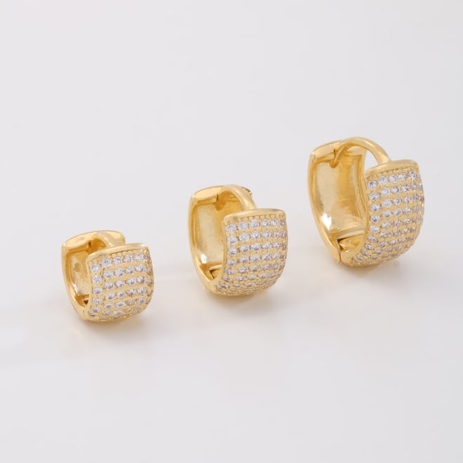 TAC-0192 TRIO DE ARGOLA BANHADO A OURO 18K COM DESIGN ROBUSTO E TOTALMENTE CRAVEJADO