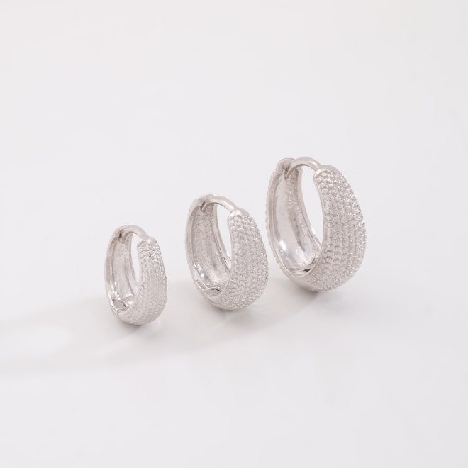 TACB-0027 TRIO DE ARGOLA BANHADOS A RÓDIO COM DESIGN TEXTURIZADAS
