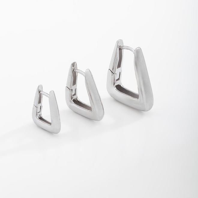 TACB-0085 TRIO DE ARGOLA EM RÓDIO COM DESIGN GEOMÉTRICO