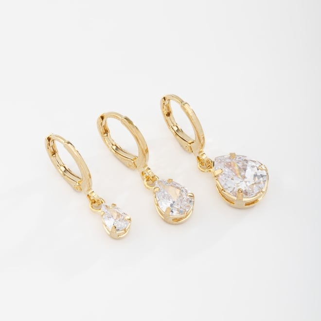TAQ-00015 TRIO ARGOLA COM GOTA CRISTAL